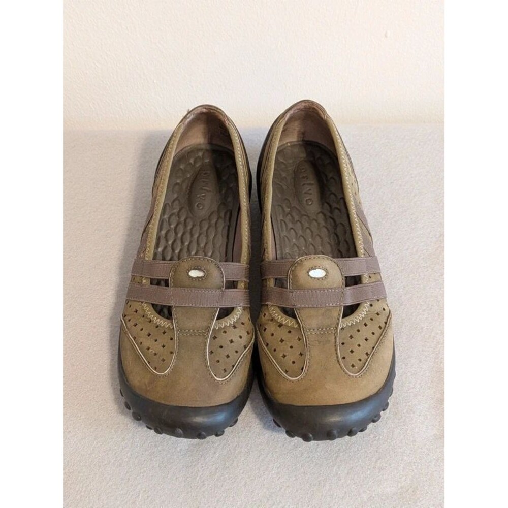 Privo by Clarks Olive Green Leather Slip On Mary Jane Flats Women's Size 7M